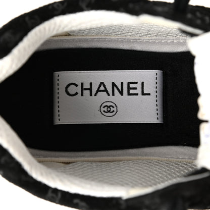 Chanel Suede Calfskin Printed CC Sneakers 35.5 Black 7 of 9