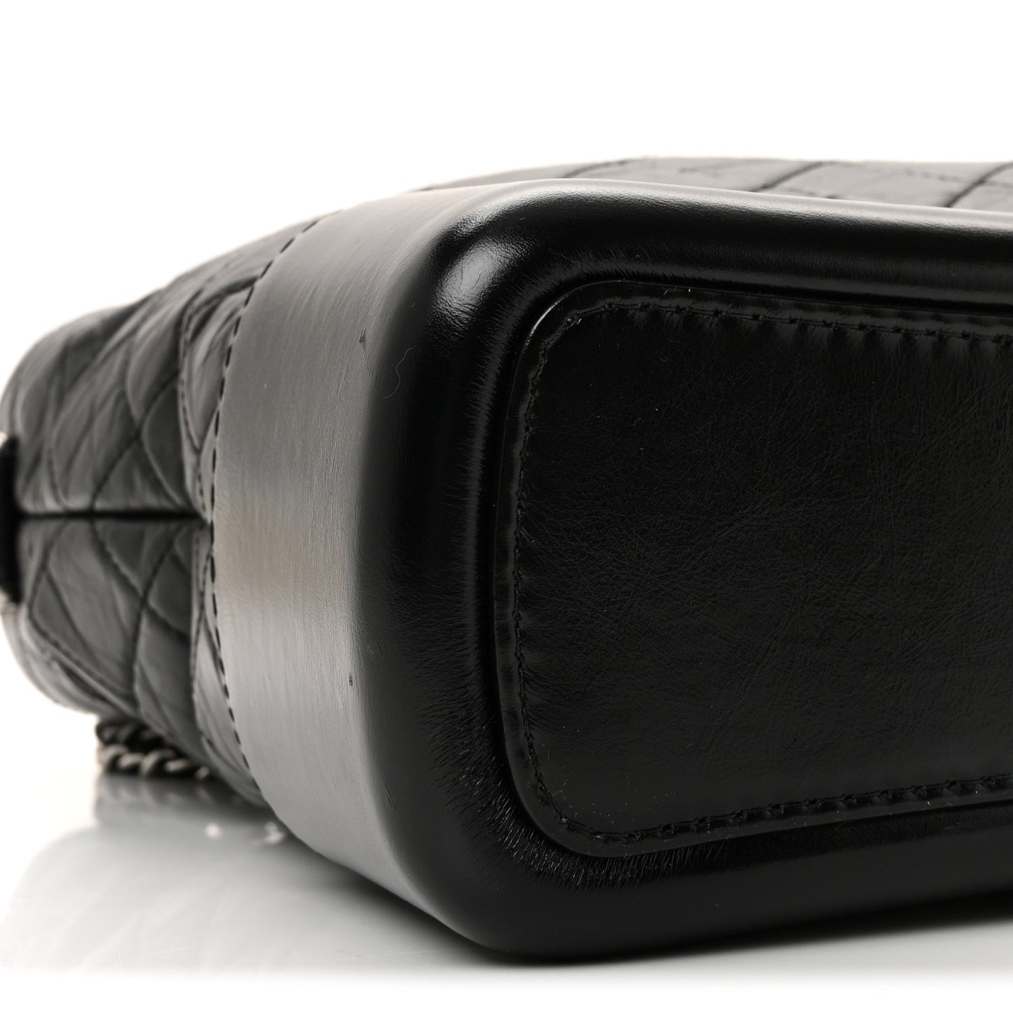 Aged Calfskin Quilted Large Gabrielle Hobo Black
