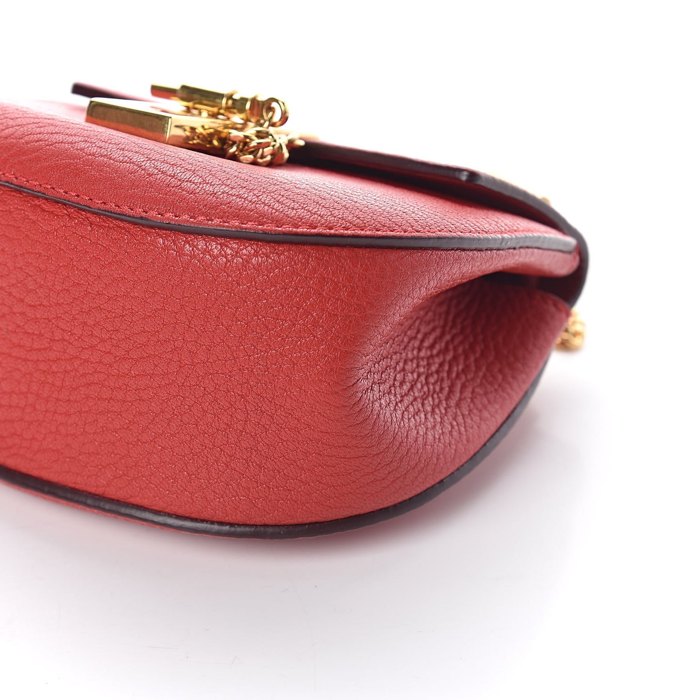 Grained Lambskin Nano Drew Shoulder Bag Plaid Red
