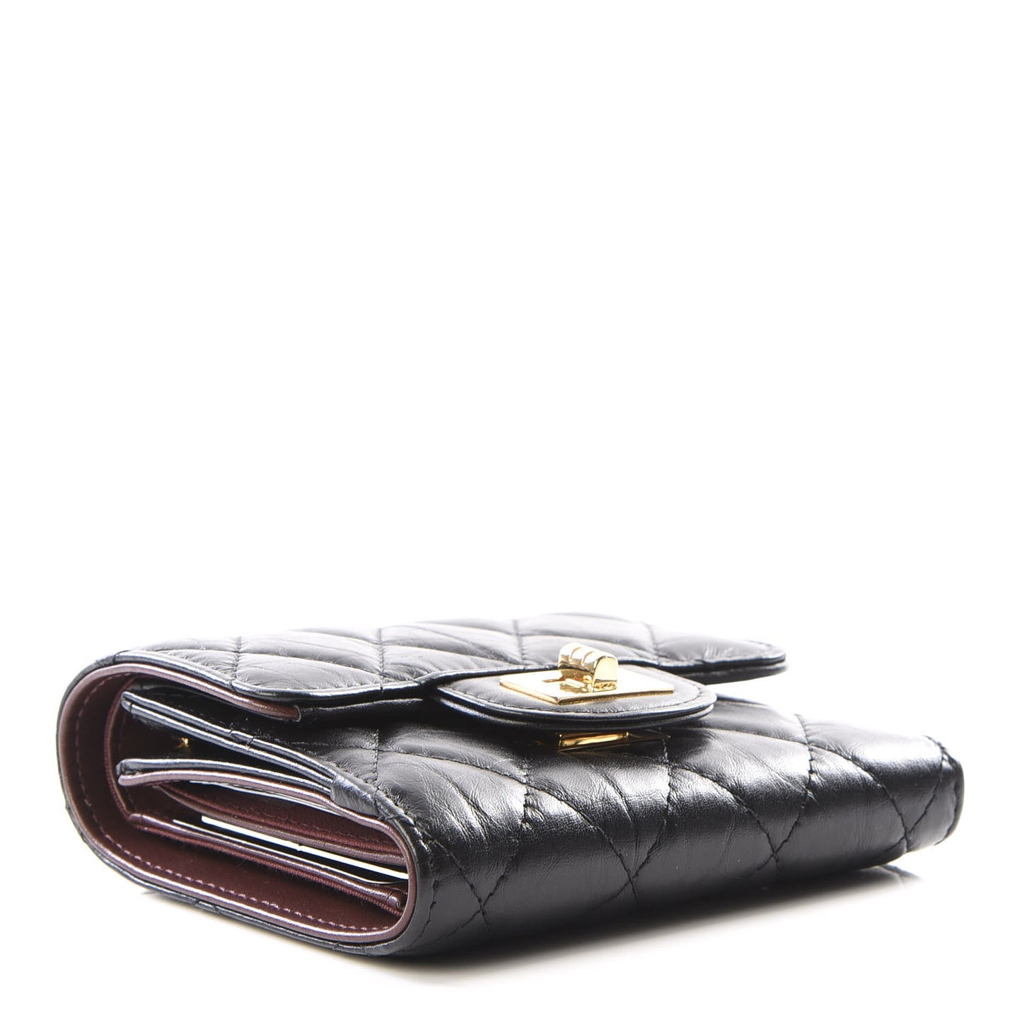 Aged Calfskin Quilted Reissue Compact Wallet Black