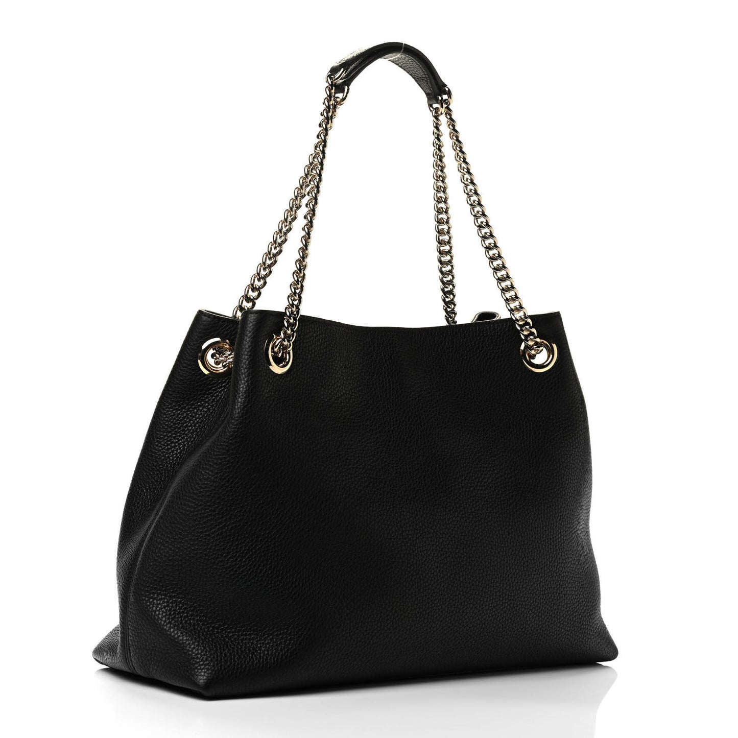 Pebbled Calfskin Medium Soho Chain Shoulder Bag Black