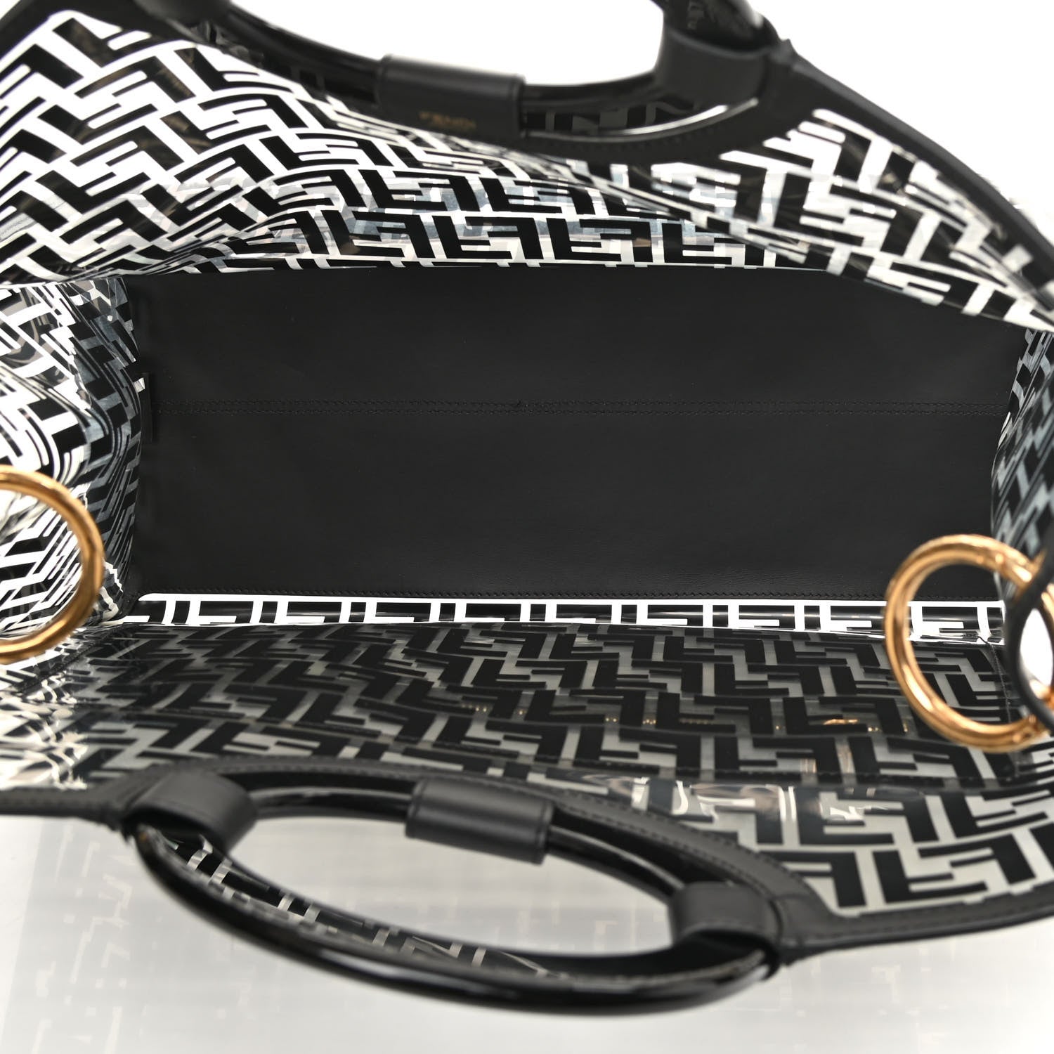 Fendi TPU FF Vitello Century Plexiglass Large Runaway Shopper Tote Black 6 of 14