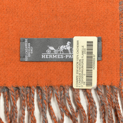 Hermes Cashmere Casaque Chevron Muffler Geranium Gris Flanelle 3 of 3