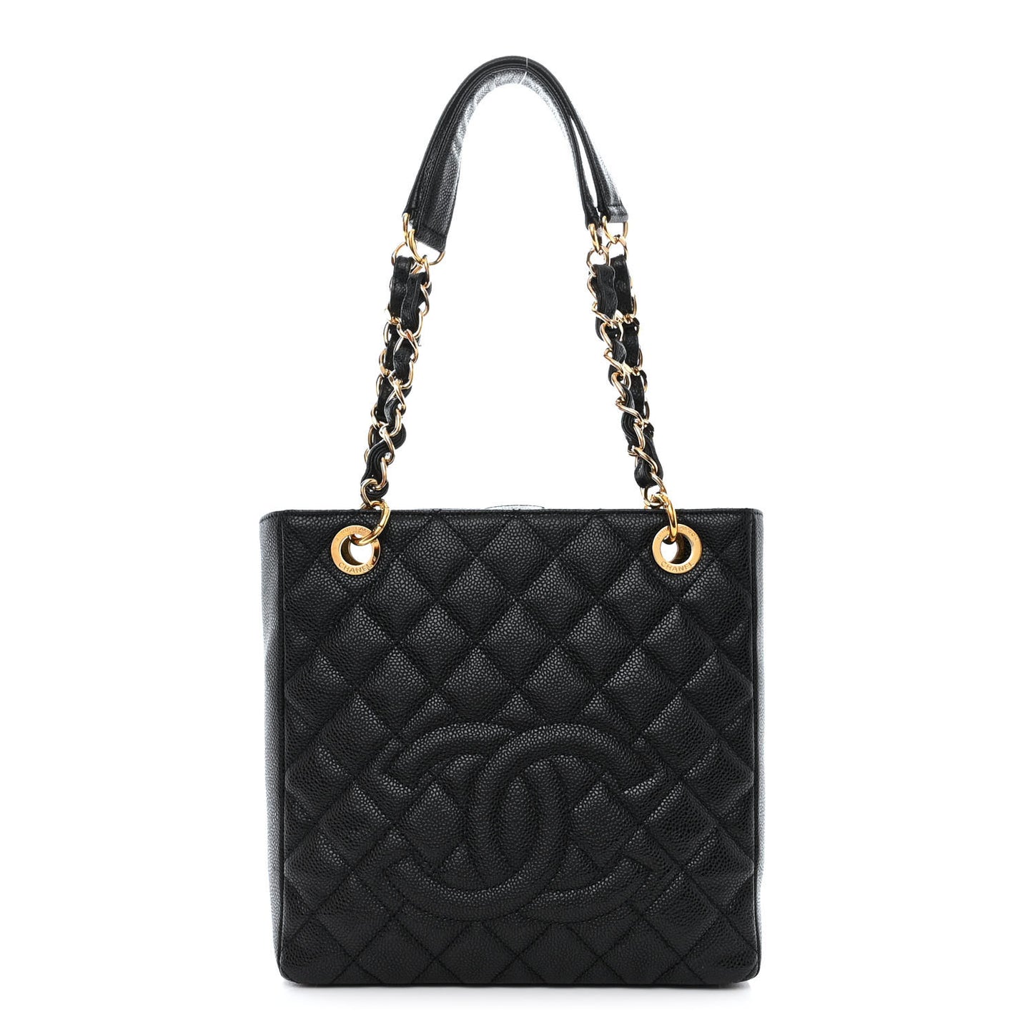Caviar Quilted Petit Shopping Tote PST Black