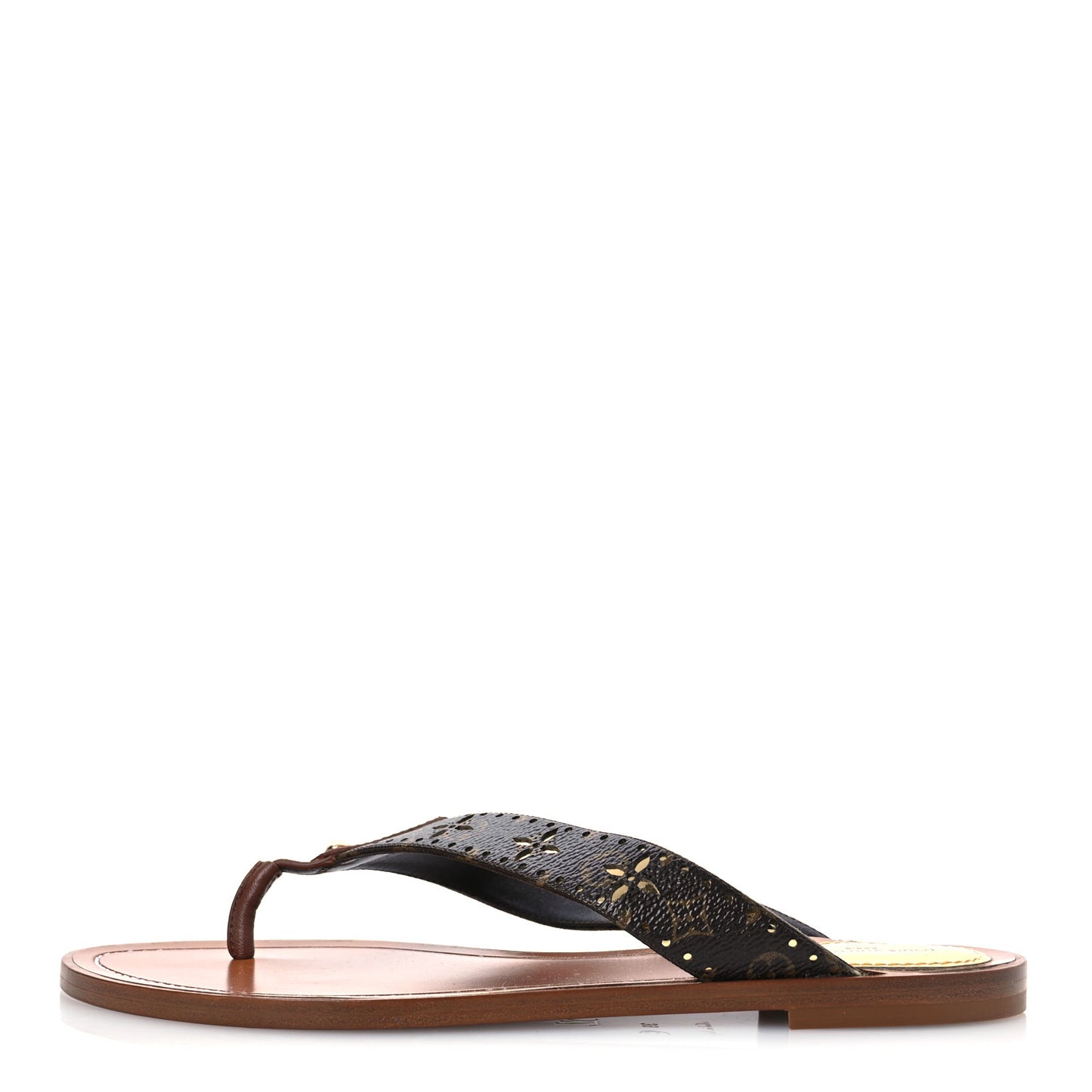 Monogram Sunny Flat Thong Sandals 39 Brown