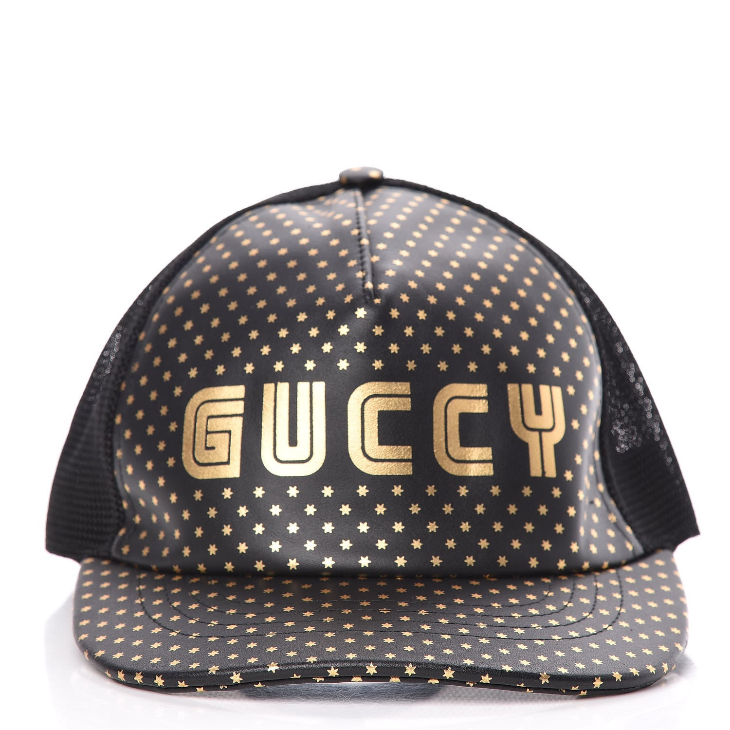 Gucci X SEGA Calfskin GUCCY Stars Baseball Hat S Black Gold 3 of 7