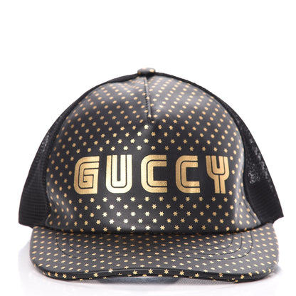 Gucci X SEGA Calfskin GUCCY Stars Baseball Hat S Black Gold 3 of 7