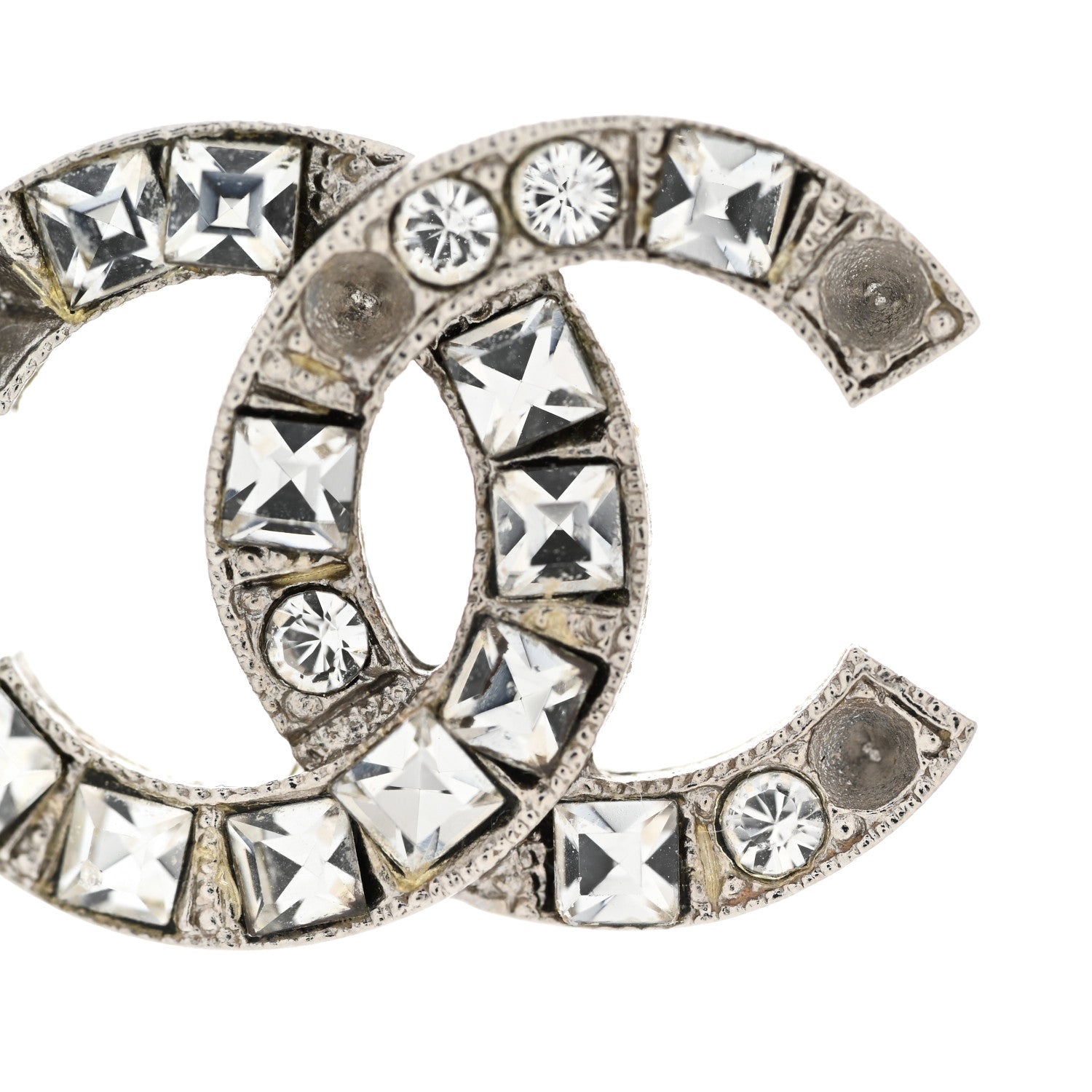 Chanel Crystal CC Earrings Silver 9 of 10