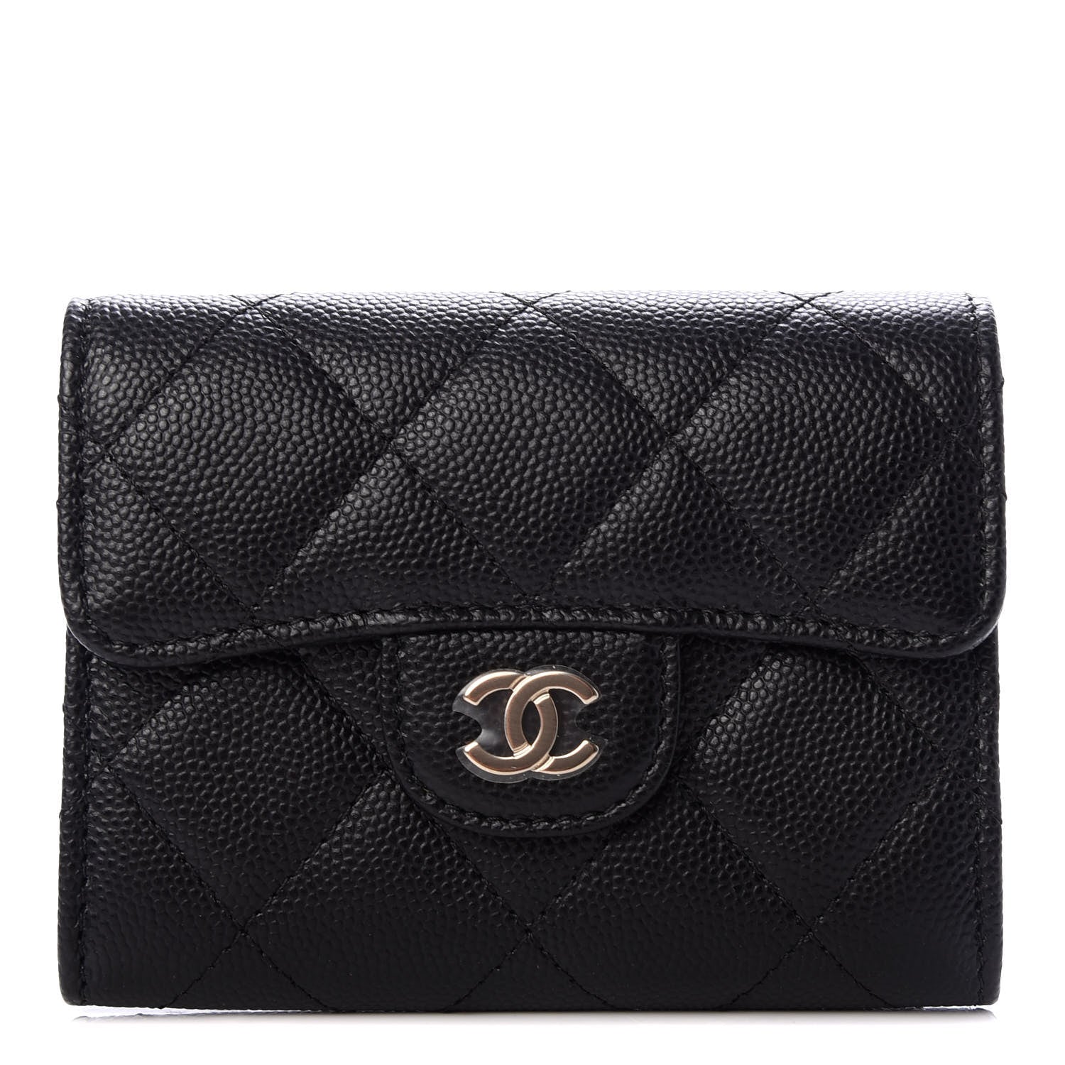 Chanel Caviar Quilted Flap Card Holder Wallet Black 1 of 9