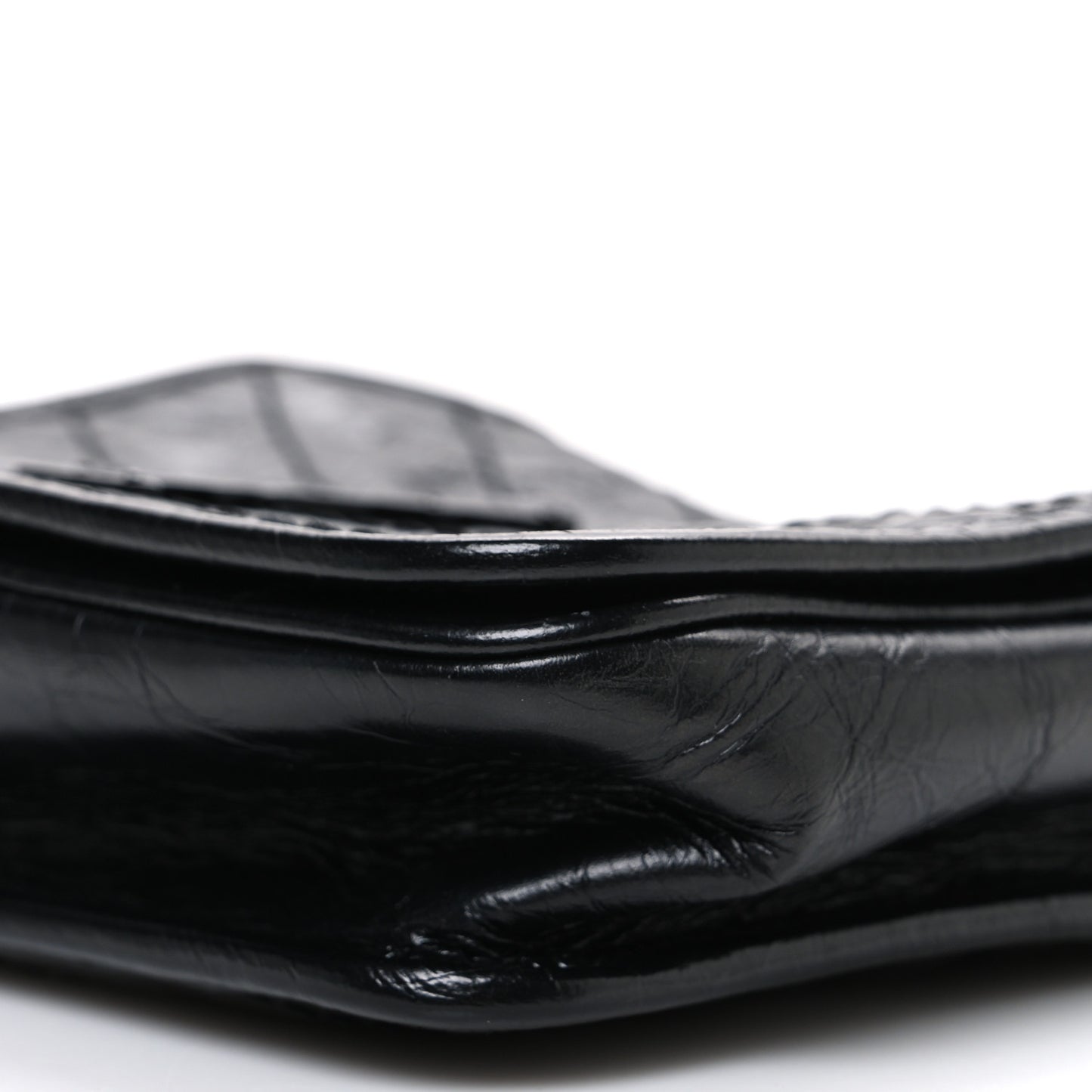 Crinkled Calfskin Matelasse Monogram Niki Chain Wallet Black