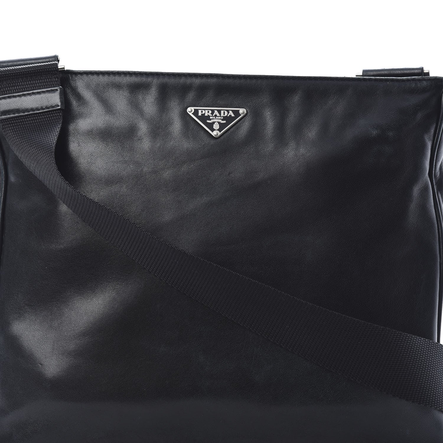 Prada Nappa Flat Messenger Bag Black 8 of 15