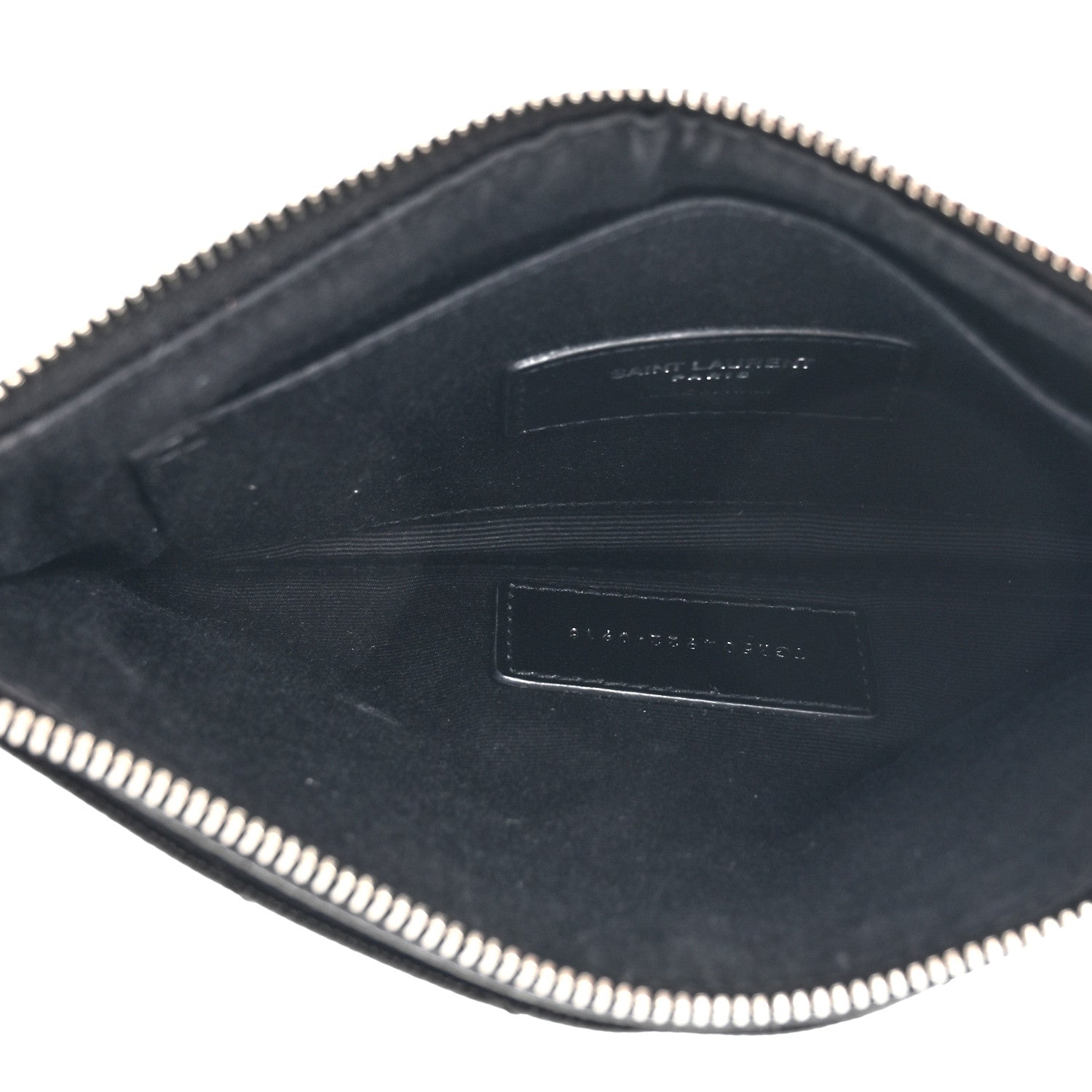 Saint Laurent Grain De Poudre Chevron Monogram Bill Pouch Black 5 of 9