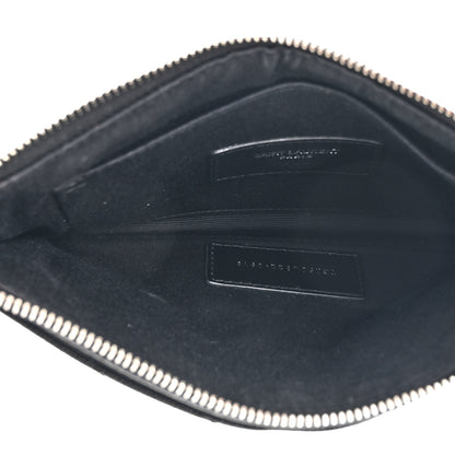 Saint Laurent Grain De Poudre Chevron Monogram Bill Pouch Black 5 of 9