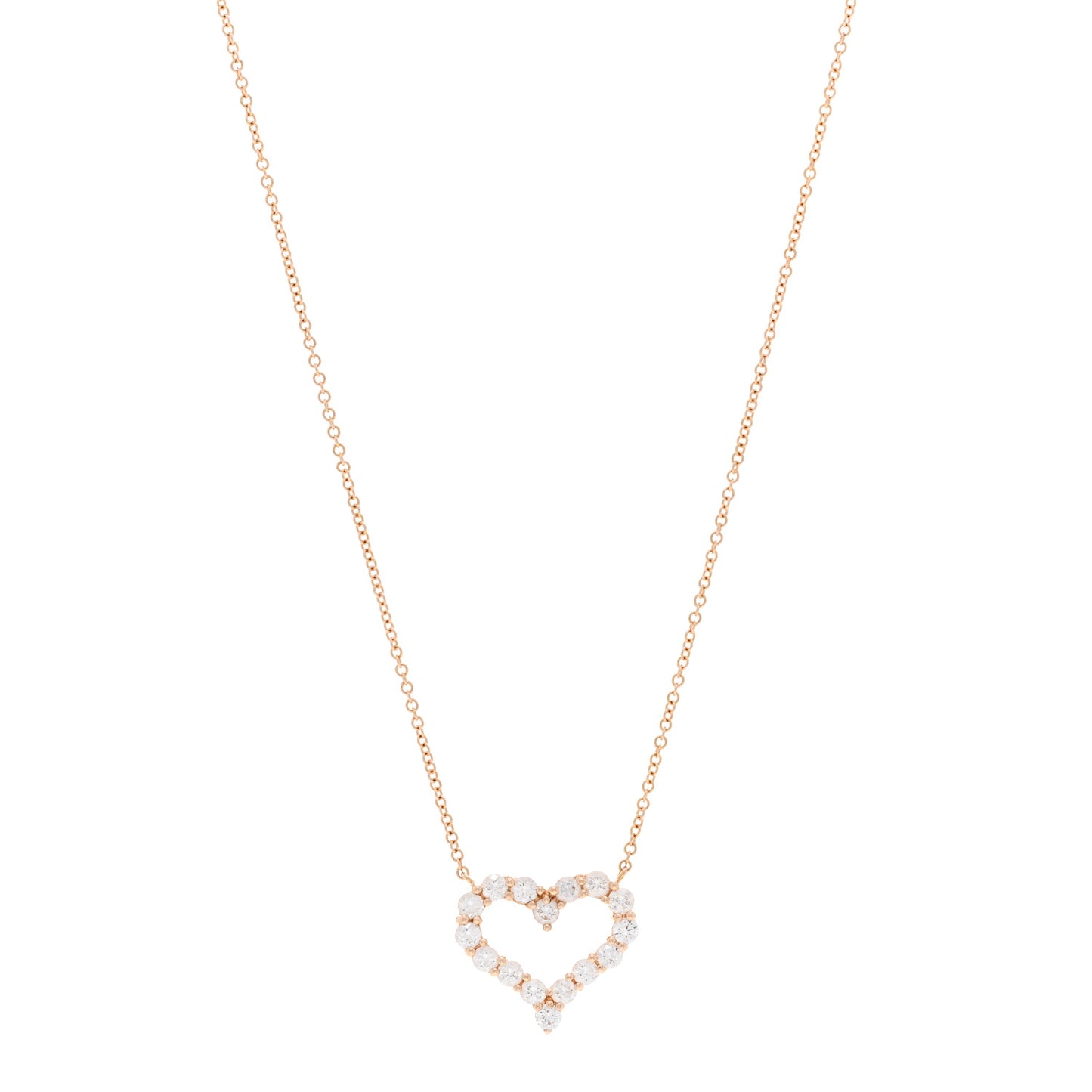 18K Rose Gold Diamond Small Heart Pendant Necklace