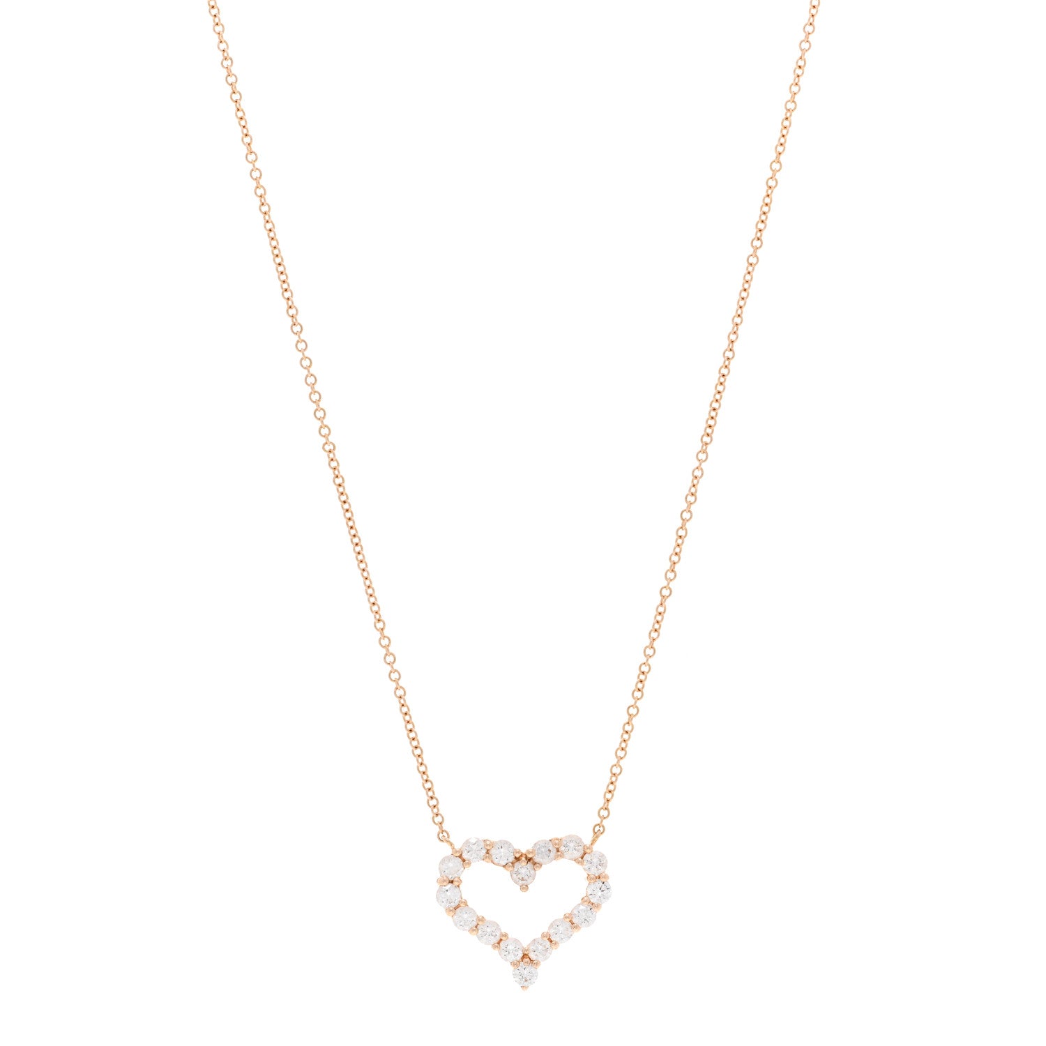 Tiffany 18K Rose Gold Diamond Small Heart Pendant Necklace 1 of 4