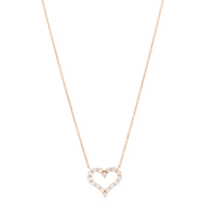 Tiffany 18K Rose Gold Diamond Small Heart Pendant Necklace 1 of 4