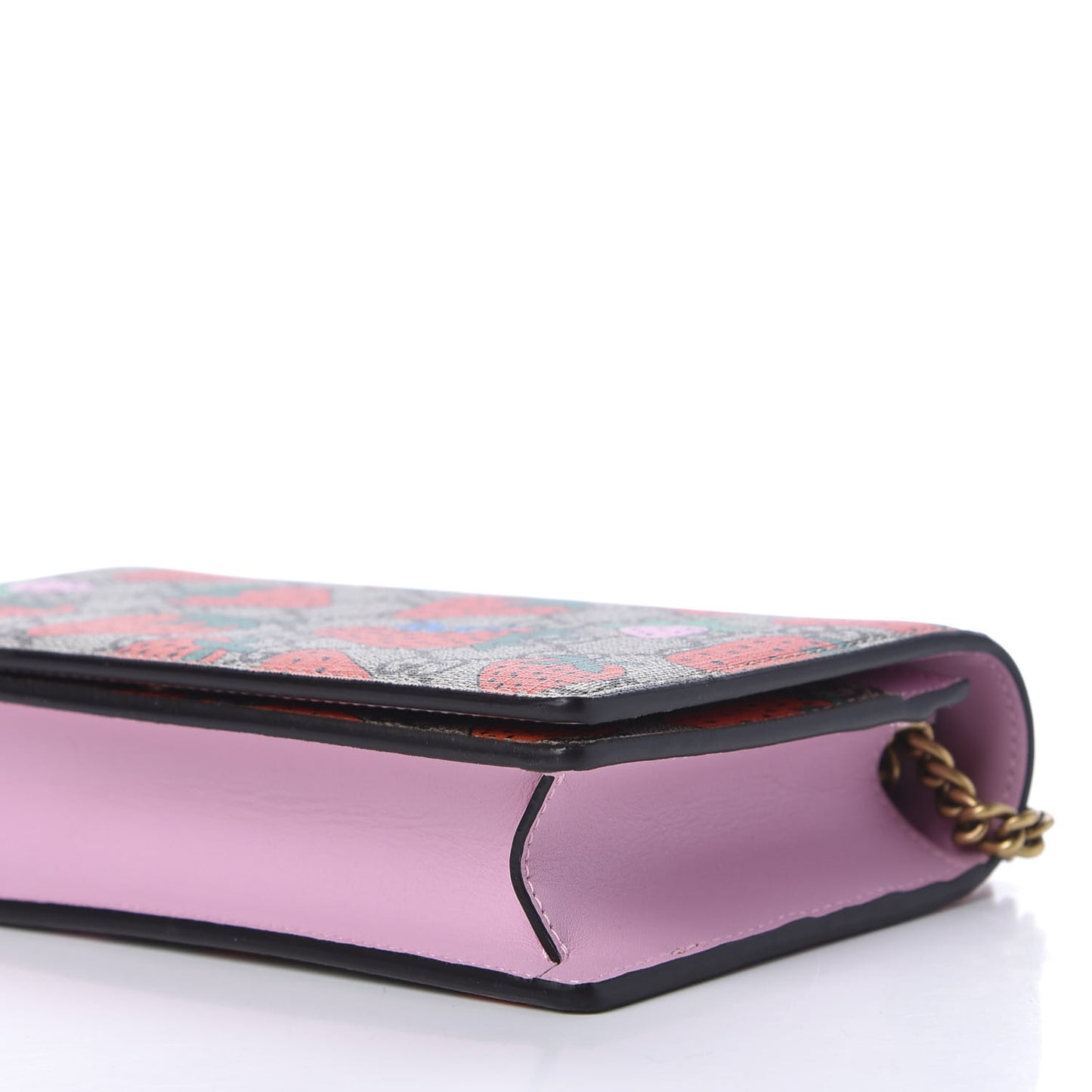 GG Supreme Monogram Strawberry Chain Wallet
