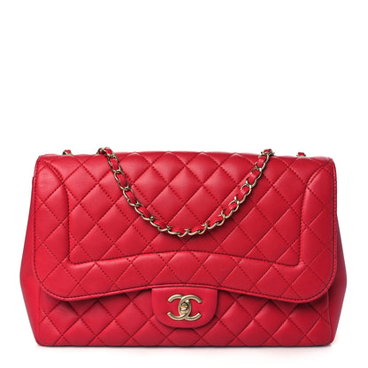 Chanel Lambskin Quilted Jumbo Mademoiselle Chic Flap Red 1 of 10