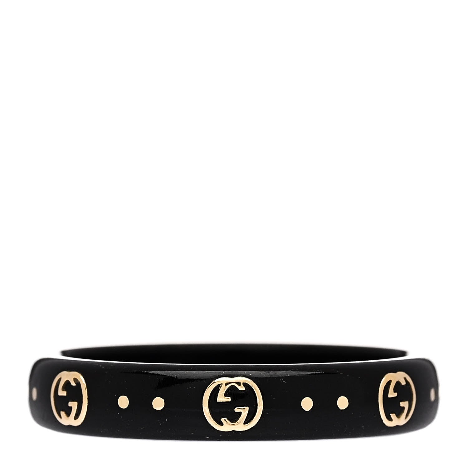 Gucci 18K Yellow Gold Synthetic Corundum Icon Ring 60 9 Black 3 of 7