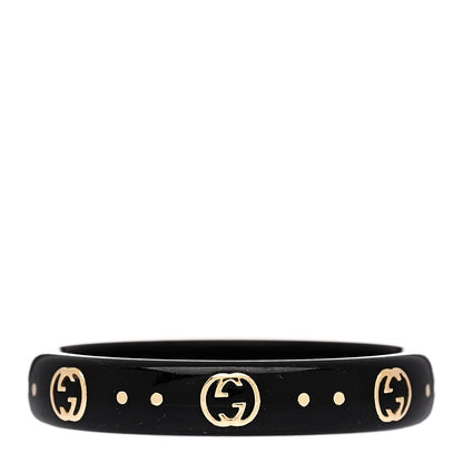 Gucci 18K Yellow Gold Synthetic Corundum Icon Ring 60 9 Black 3 of 7