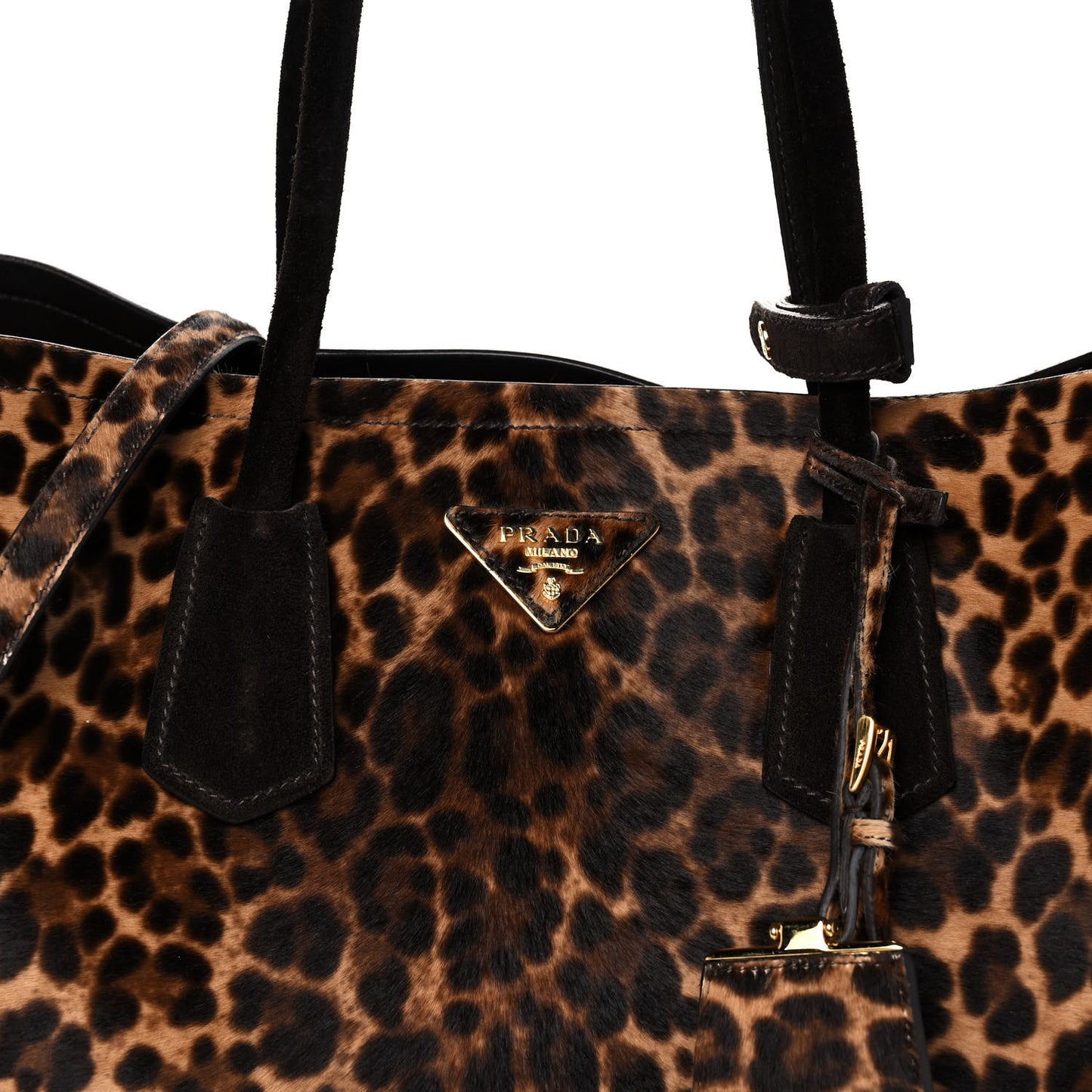 Calf Hair Leopard Print Shoulder Bag Avorio