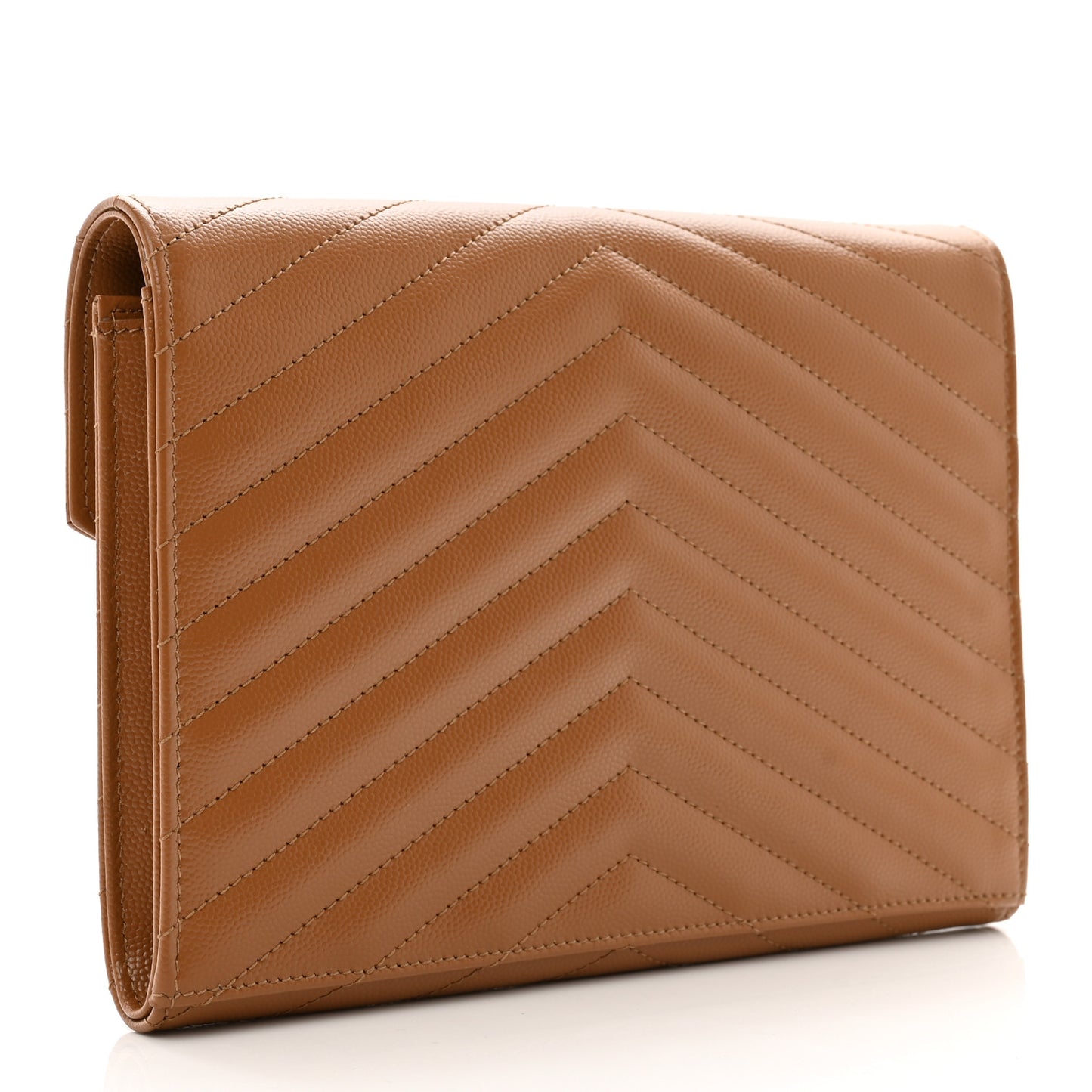 Grain De Poudre Matelasse Chevron Monogram Cassandre Flap Pouch Natural Dark
