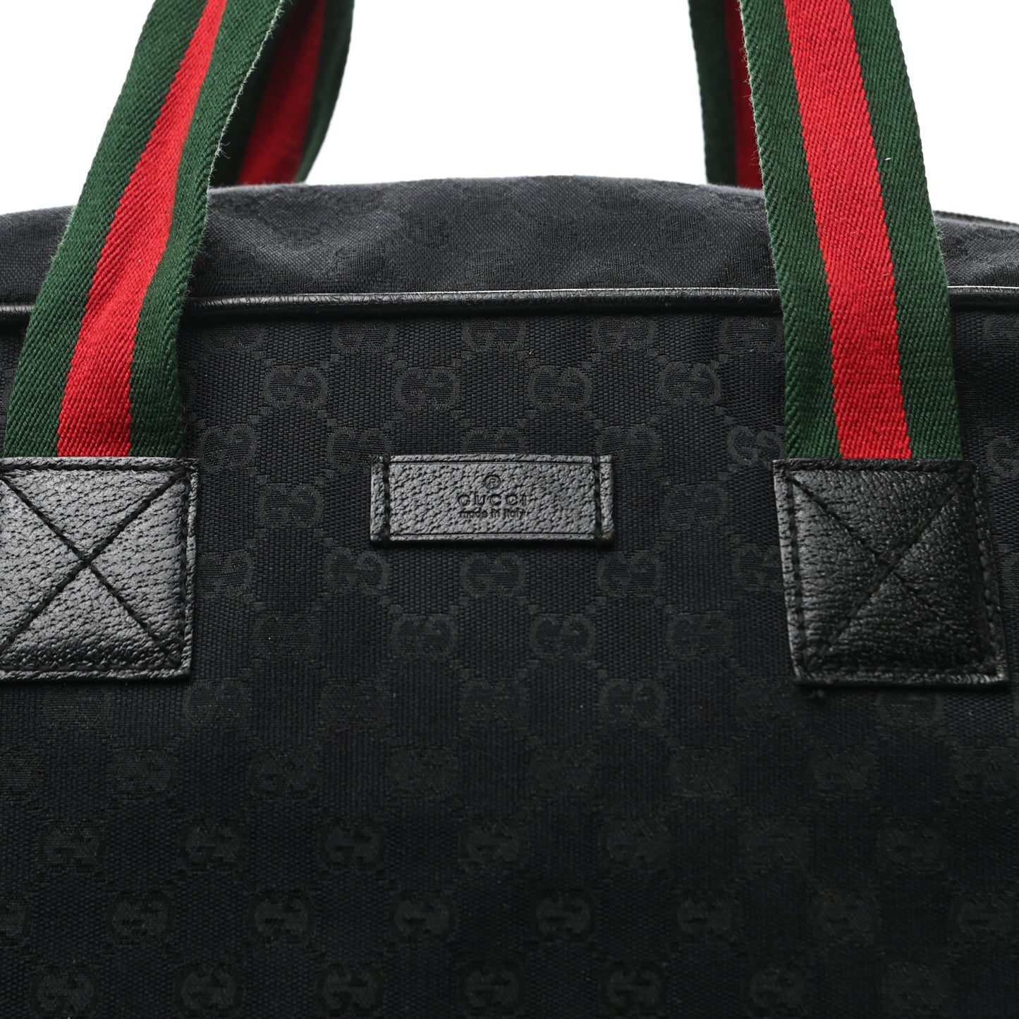 GG Monogram Web Large Collapsible Carry On Duffle Bag Black