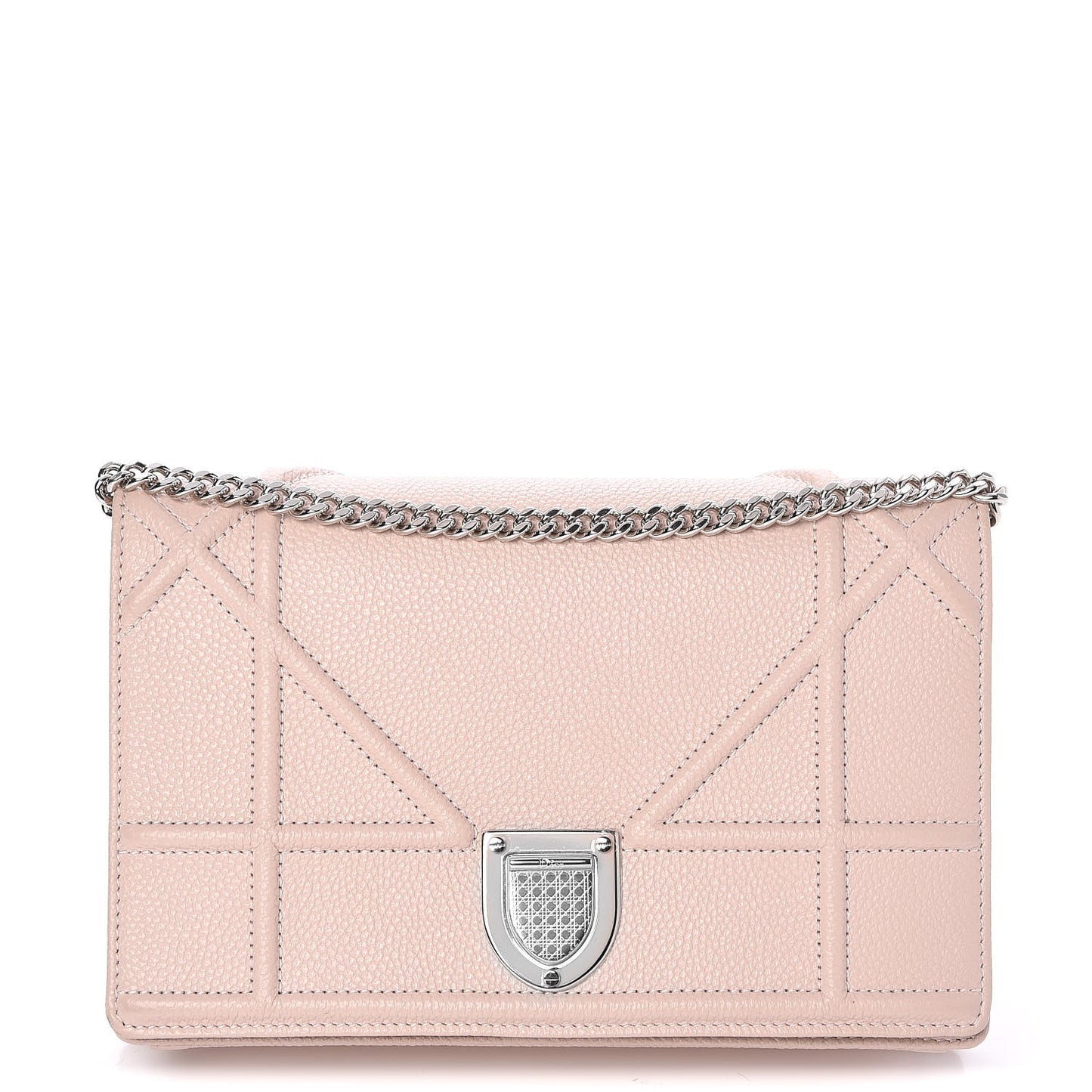 Grained Calfskin Diorama Wallet on Chain Pouch Rose Poudre