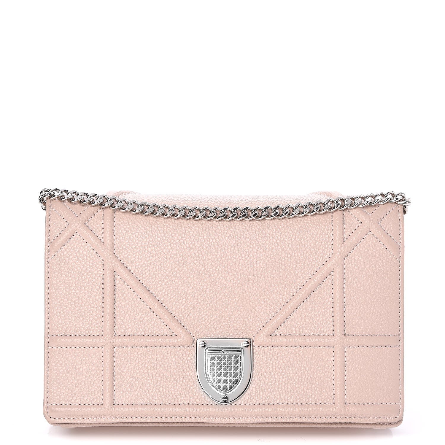 Christian Dior Grained Calfskin Diorama Wallet on Chain Pouch Rose Poudre 1 of 9