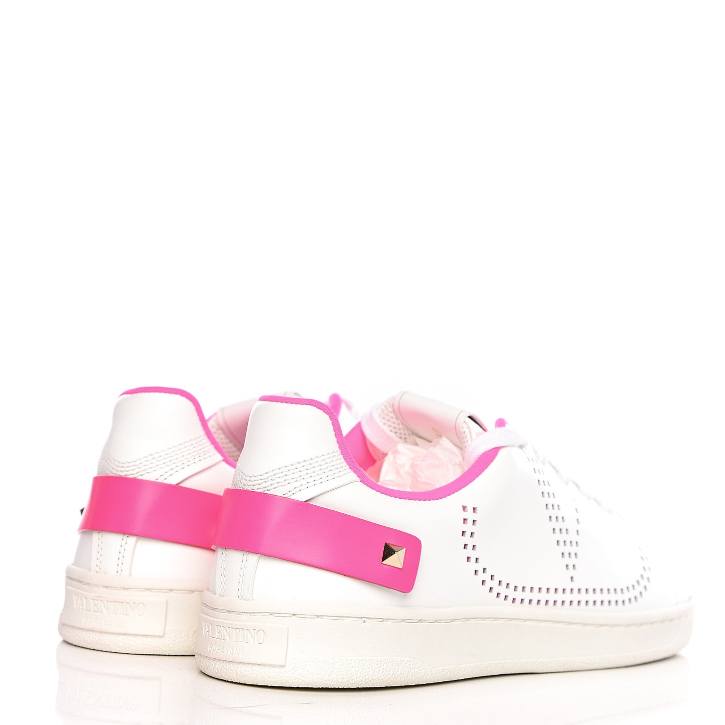 Calfskin Womens Backnet Sneakers 39 White Fuchsia