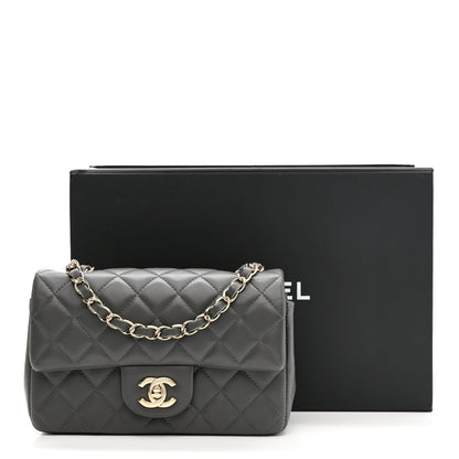 Chanel Lambskin Quilted Mini Rectangular Flap Dark Grey 13 of 13