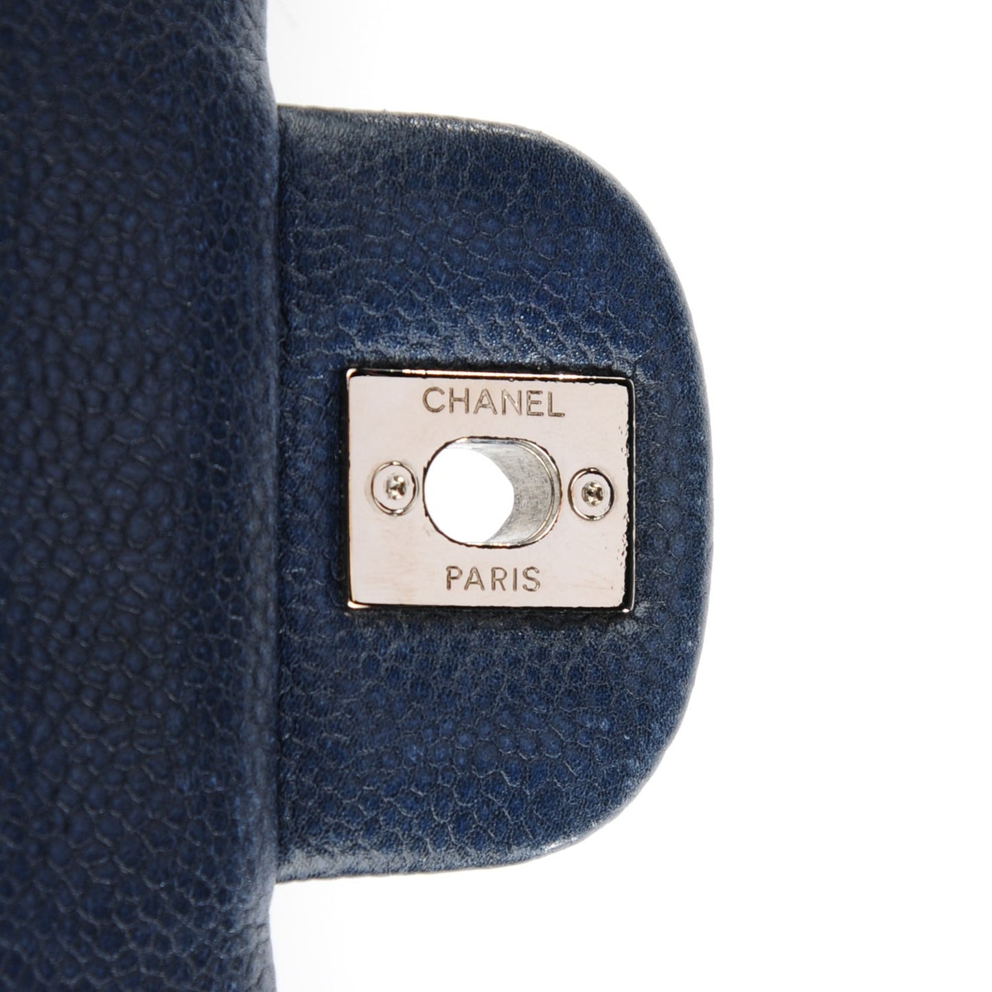 Caviar Quilted Medium Double Flap Navy