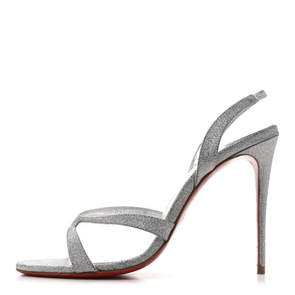 Christian Louboutin Glitter Emilie 100 Slingback Sandals 37 Silver 1 of 11