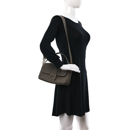 Fendi Vitello Stampa Granata Macro Stitchings Baguette Tartufo 2 of 9