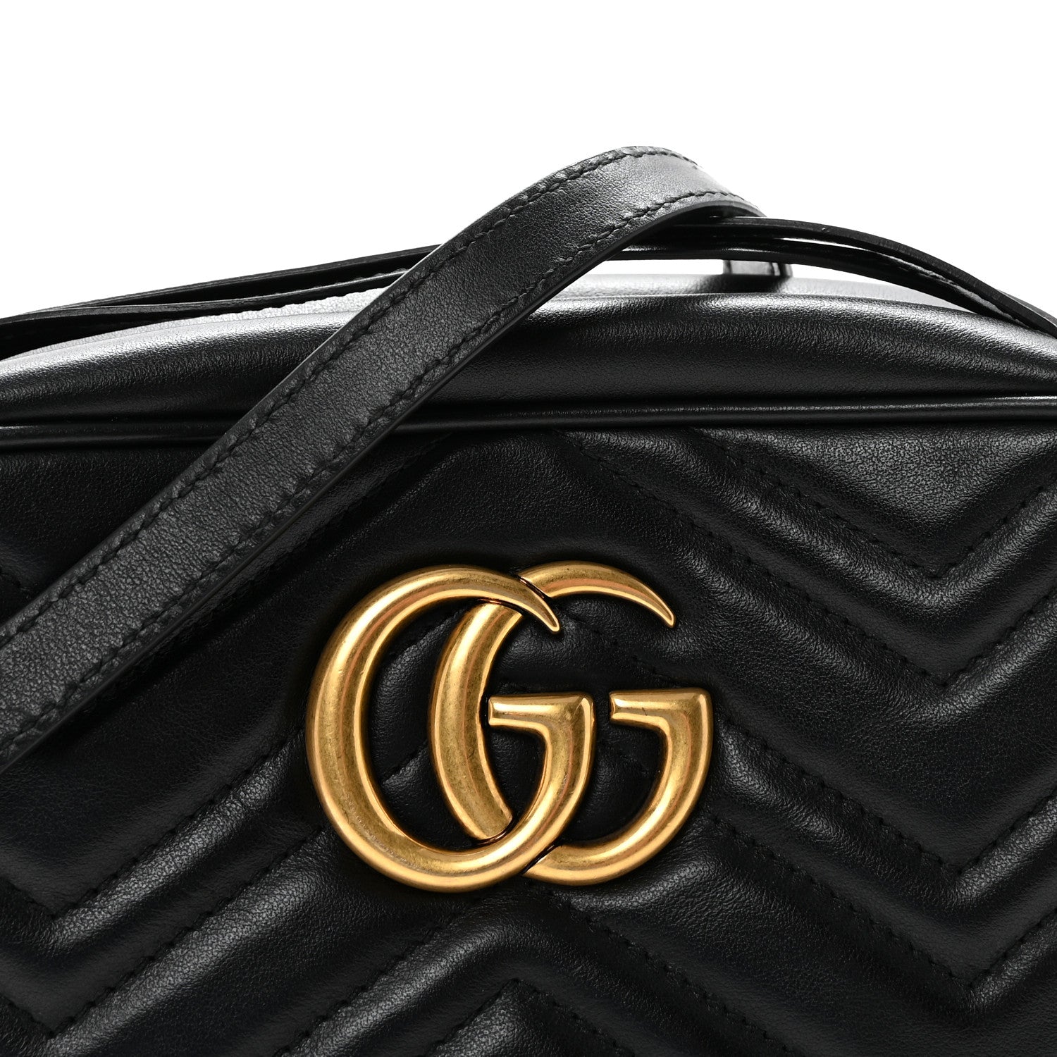 Gucci Calfskin Matelasse Small GG Marmont Chain Shoulder Bag Black 8 of 10