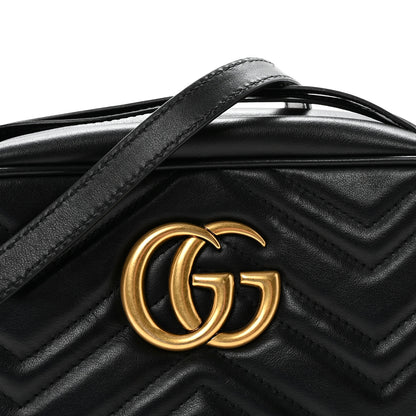Gucci Calfskin Matelasse Small GG Marmont Chain Shoulder Bag Black 8 of 10