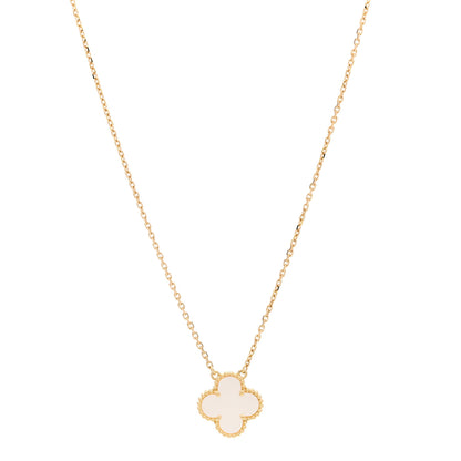 Van Cleef & Arpels 18K Yellow Gold Mother of Pearl Vintage Alhambra Pendant Necklace 1 of 5