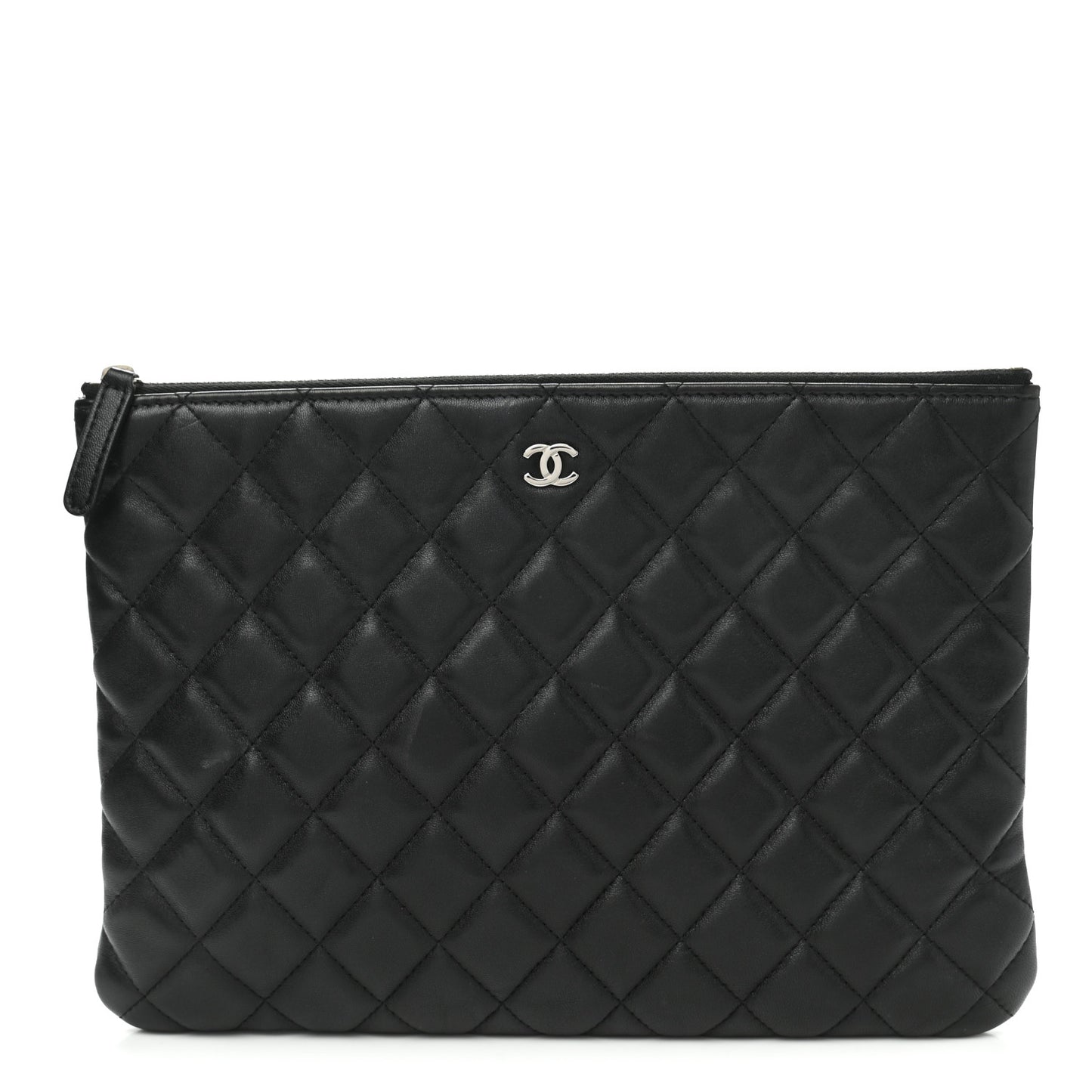 Lambskin Quilted Medium Cosmetic Case Black