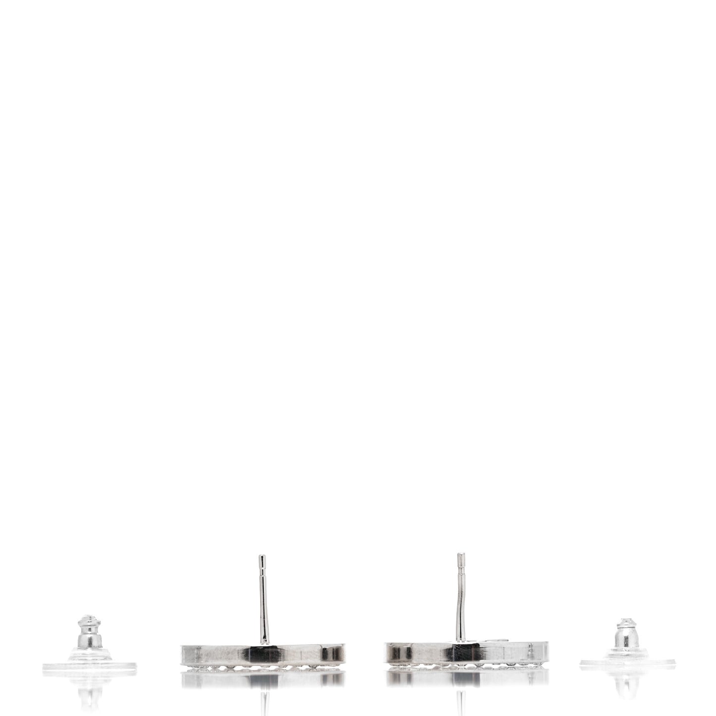 Crystal CC Round Earrings Silver
