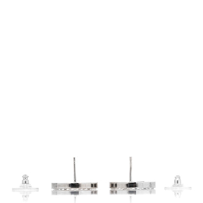 Chanel Crystal CC Round Earrings Silver 3 of 4