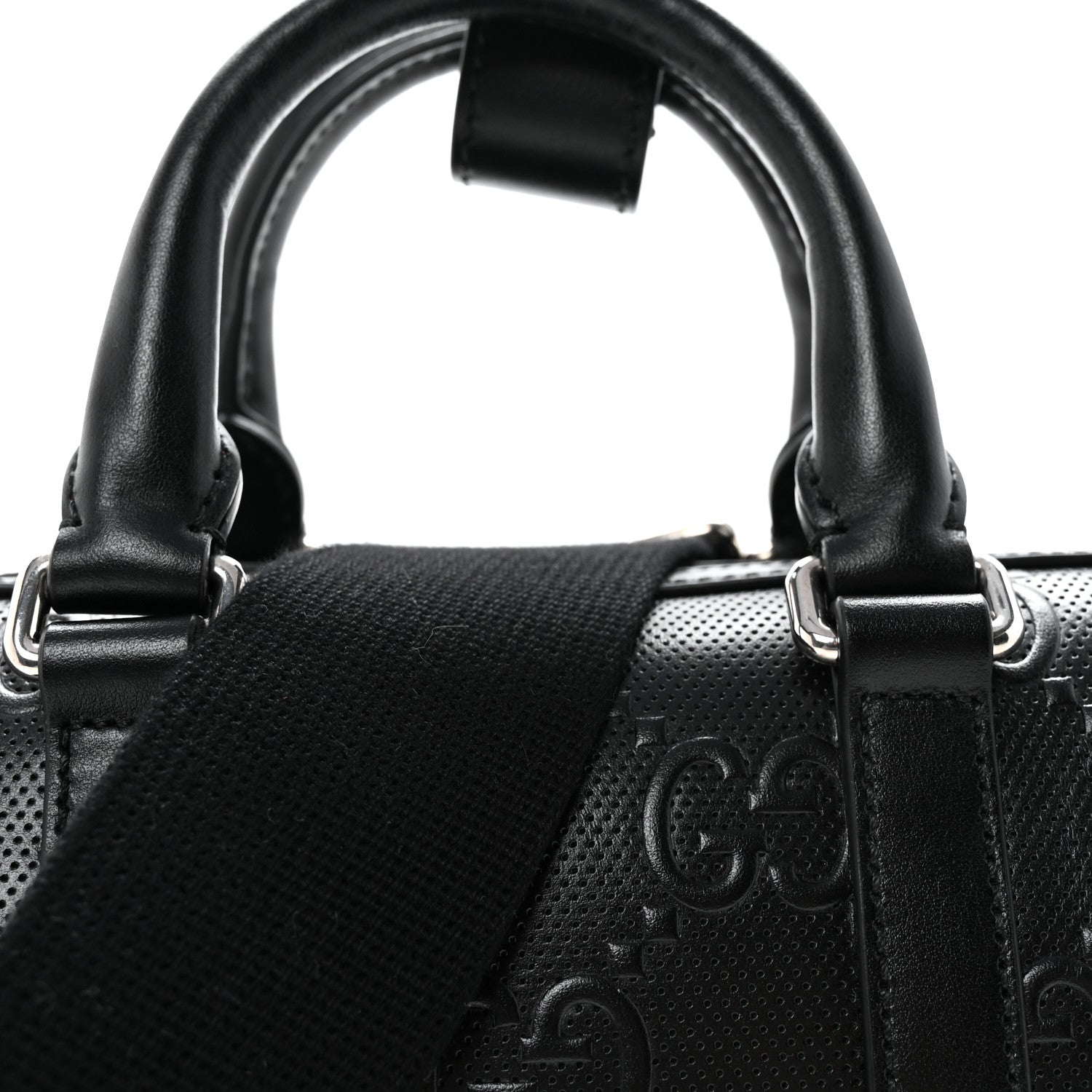 Gucci Calfskin GG Tennis Embossed Mini Duffle Bag Black 7 of 9