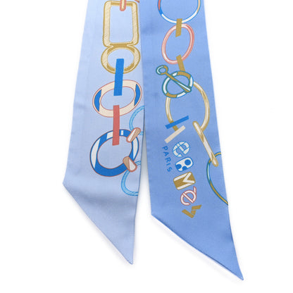 Hermes Silk Do Re Boucles Twilly Bleu Ciel Blue Cob 2 of 4