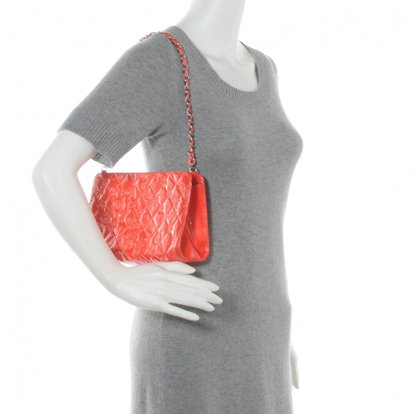 Patent Calfskin Lucky Symbols Pochette Coral