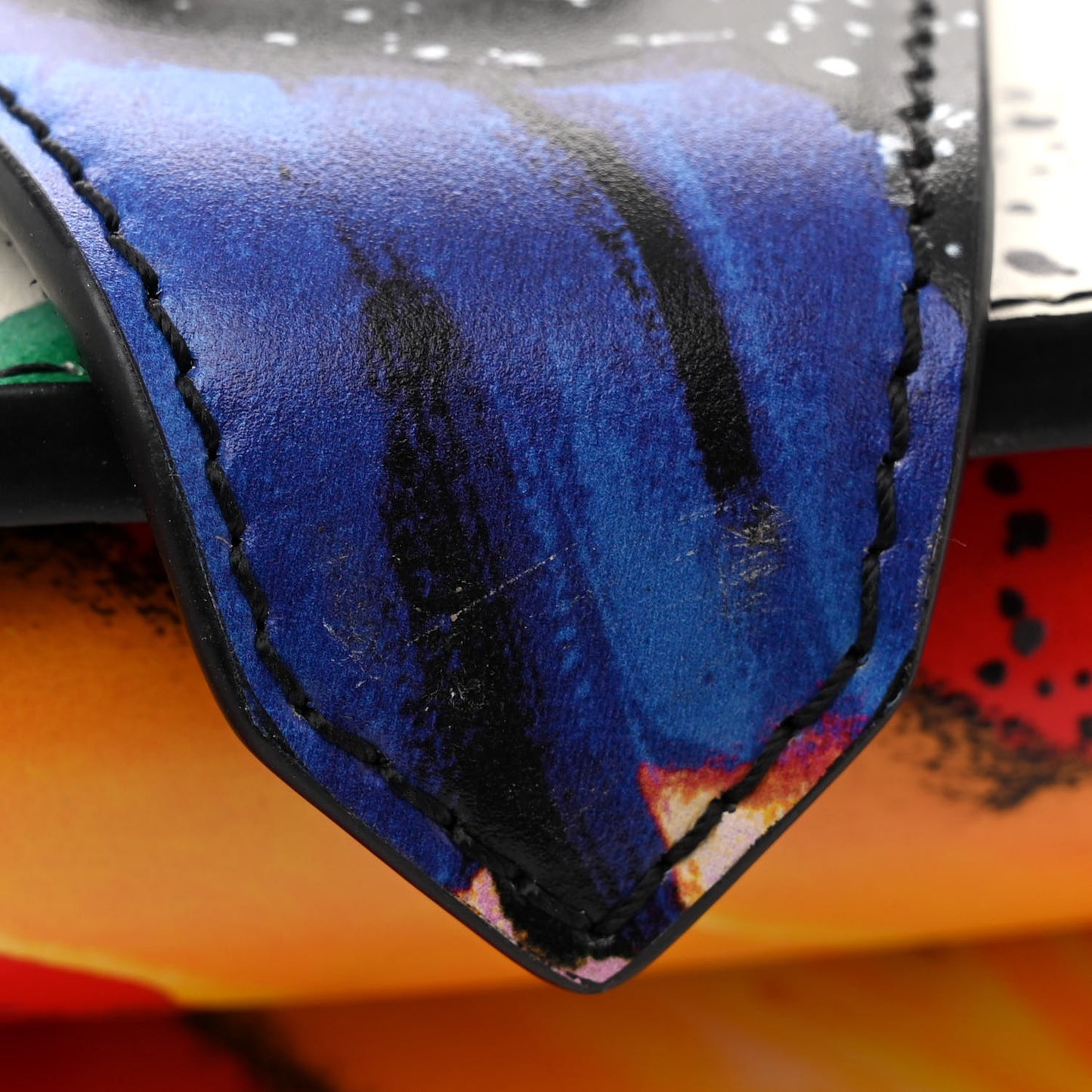 Calfskin Splash Print Trapeze Black White Red