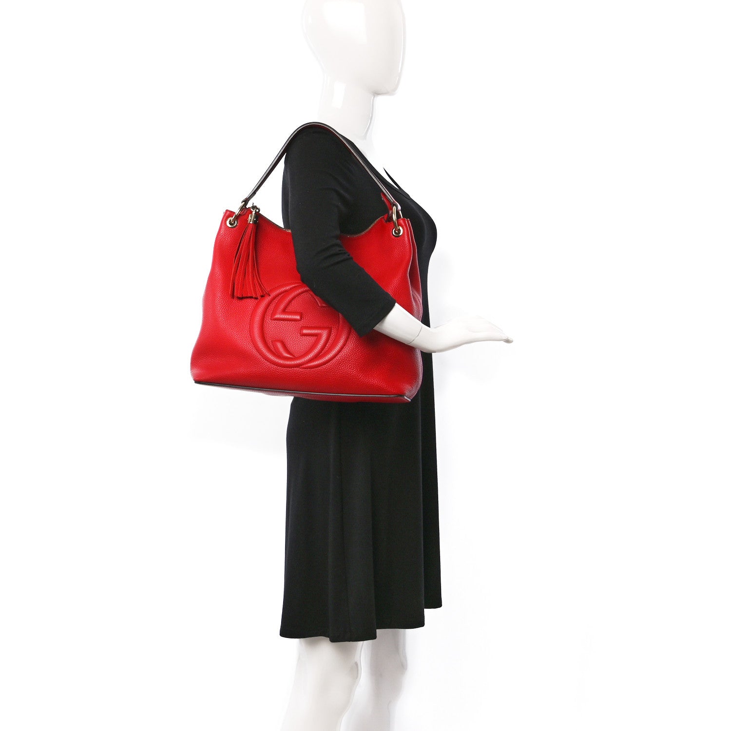 Gucci Pebbled Calfskin Large Soho Hobo Tabasco Red 3 of 12