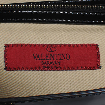 Valentino Garavani Patent Raffia Leopard Print Medium Aphrodite Bow Satchel Black 6 of 7