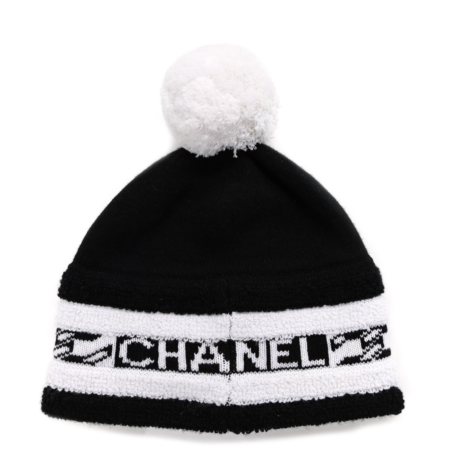 Chanel Cashmere CC Beanie Hat Ecru Black 3 of 5