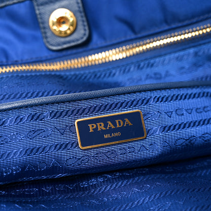 Prada Tessuto Nylon Saffiano Tote Baltico 6 of 9