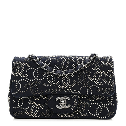 Chanel Canvas Studded Mini Rectangular Flap Navy 1 of 11