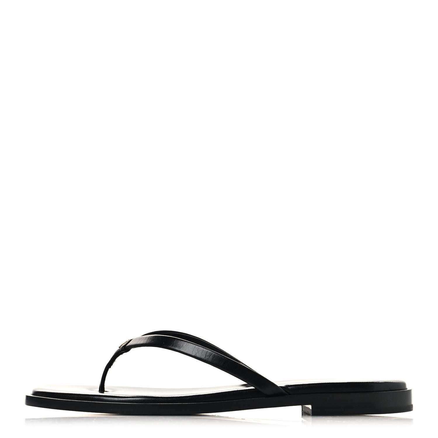 Chanel Goatskin Times Square Thong Sandals 37.5 Black 1 of 10